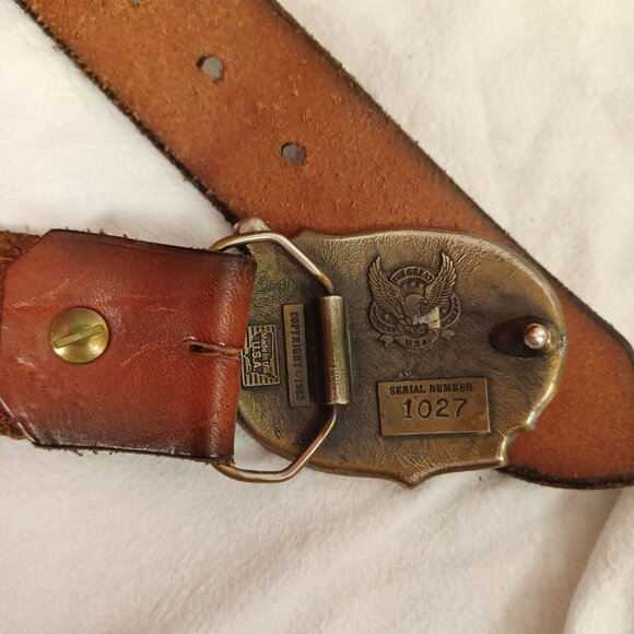 80s Vintage Sailboat Buckle + Genuine Leather Belt, 33 - 37" - Picture 8 of 8